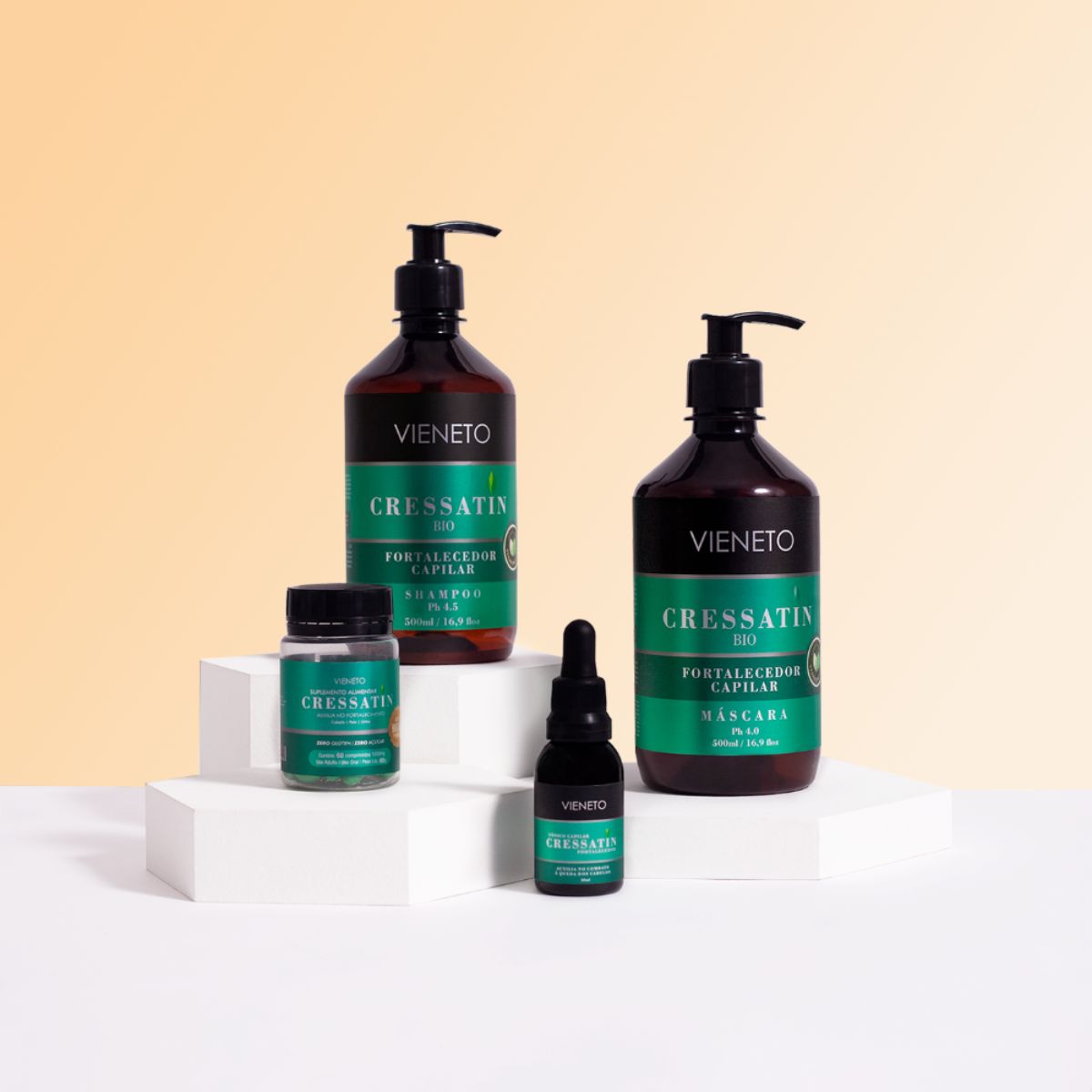 Kit Fortalecedor Crescimento Anti-Queda Cressatin Bio Tônico Capilar e Suplemento Alimentar em Cápsulas